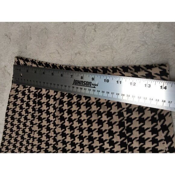 Womens Jacquard Pleated Flared Chic Skirt Houndstooth Pattern Black Beige Casual - Picture 6 of 6